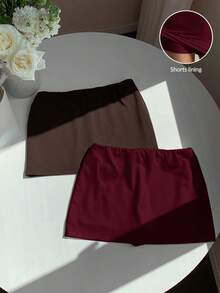 SHEIN EZwear Bộ váy ngắn bó sát dệt kim dành cho nữ, 2 gói, nhiều màu, thường ngày, có quần short, váy lót, bộ váy cạp trễ, váy ngắn, váy ngắn cho nữ, váy ngắn cho nữ, váy ngắn cho nữ, váy ngắn cho nữ, váy ngắn cho nữ, váy ngắn cho nữ, váy ngắn cho nữ - Nhiều màu - Xem 9