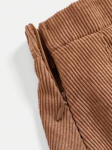 SHEIN Girlism Teen Girl Brown Corduroy Casual Fitted Pleated Skirt Teen Skirt Corduroy Skirt Brown Skirt Brown Pleated Skirt Short Skirts