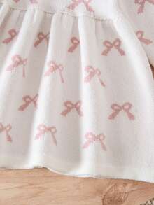 SHEIN Playful Pals Baby Girls Autumn/Winter New Outfit, Round Neck Ruffle Lantern Sleeve Sweater Dress, Fashionable Casual Versatile Long Sleeve Sweater Dress Winter Christmas Halloween Toddler Cardigan Sweater Autumn Fall Jumpers Sweaters Tops Dress Dresses Christmas Jumper Cozy Pixies Prepcrw Christmas Outfit Halloween  New Born Toddler  Fall Winter Dress Halloween  Romper Stuff Halloween Jumper Jumper Cardigans Shirts White Cardigan Clean Downtown Off The Shoulder Sweater Outfit Sets Pink Sweater Jacket Cute Fall Outfits Outfits Top Maija Christmas Dress  Toddler Fall Dark Purple Skirt Christmas Sweater  Fall Sweaters Unisex White Sweater Vest Skirt Sets - White - View 8