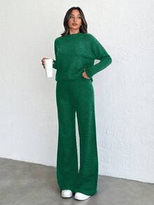 SHEIN Tall 2 pièces/set Pull tricoté à encolure montante et manches raglan pour femmes