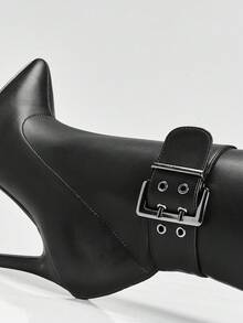 SHUZIA Women's Glamorous Pointy Toe Stiletto Heel Sexy Overs Knee Boots - Black - View 7