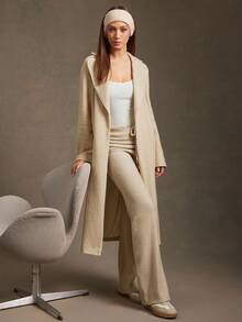L'Amorae Women's Solid Color Lapel Long Sleeve Regular Jacket, Elegant For Autumn/Winter - Apricot - View 5