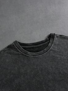 PAVTROS Áo thun nam cổ tròn, rộng rãi, 2 trong 1, thời trang đường phố, thêu chữ thập, trễ vai, giặt tay, mùa xuân/thu, áo thun cotton nam, áo thun cotton nam, trang phục mùa đông nam, quà tặng hoàn hảo cho bạn trai, thời trang đường phố, áo thun grunge cho trường học và Halloween, áo thun dài tay, áo thun tay ngắn cho nam - màu đen - Xem 5