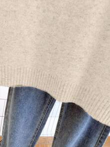 Franclia V-Neck 2 In 1 Long Sleeve Sweater, Autumn/Winter - Khaki - View 4