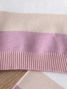 女婴秋冬时尚条纹针织长袖上衣和打底裤套装，舒适精灵女婴套装，秋冬季女婴保暖套装，两件套女婴冬季服装，针织两件套秋冬女婴连衣裙，针织女婴服装，秋冬针织女婴套装，女婴毛衣套装，婴儿针织两件套冬季服装 - 粉色 - 查看 5