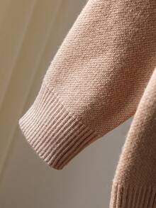 SHEIN Playful Pals Young Boy Casual Striped Jacquard Turtleneck Sweater, Soft & Comfortable For Outdoor, Holiday, Daily, School, Daycare, Play, Autumn/Winter Christmas Halloween Sweater Fall Cozy - Khaki - View 7