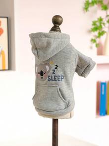 1pc Pet Clothing, Cute Embroidered Gray Koala Autumn And Winter Warm Hoodie, Cats And Dogs Wear Warm And Comfortable Jackets - 淺灰色 - 查看 9