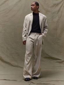 Musero Pinstripe Oversized Trousers - Grey - View 1