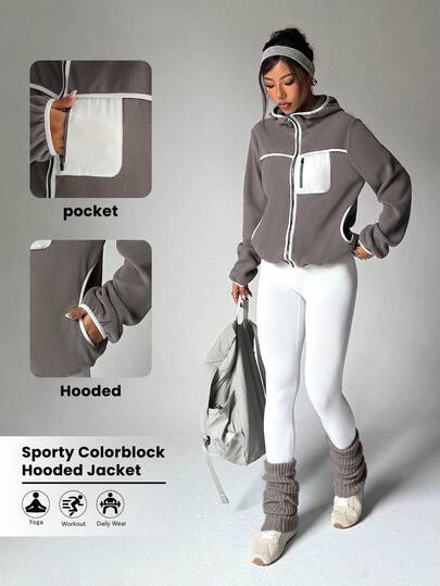 Dewbera Veste d'hiver à capuche zippée réversible en polaire pour femmes