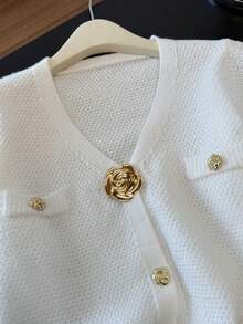 Franclia Áo len cardigan ngắn Goddess Vibe thời trang mới, áo khoác dệt kim thiết kế độc đáo dành cho nữ - trắng - Xem 3