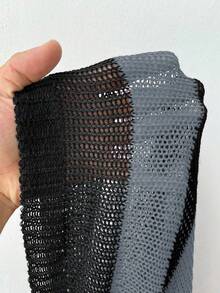 Whyspr Suéter holgado y cómodo con aberturas, tirantes anillados para mujeres, de rayas delgadas, corto y descubierto de los hombros, de longitud media - Multicolor - Ver 7