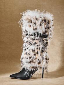 SHUZIA Giày bốt cao đến đầu gối mũi nhọn đế mềm dành cho nữ - Nhiều màu - Xem 7