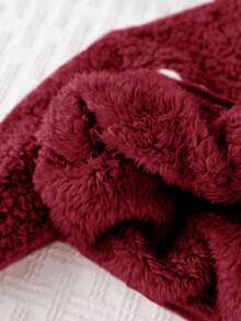 Cozy Pixies Baby Girl Floral 3D Graphic Stand Collar Long Sleeve Half-Zip Fleece Pullover Sweatshirt In Fall/Winter - Red - View 5