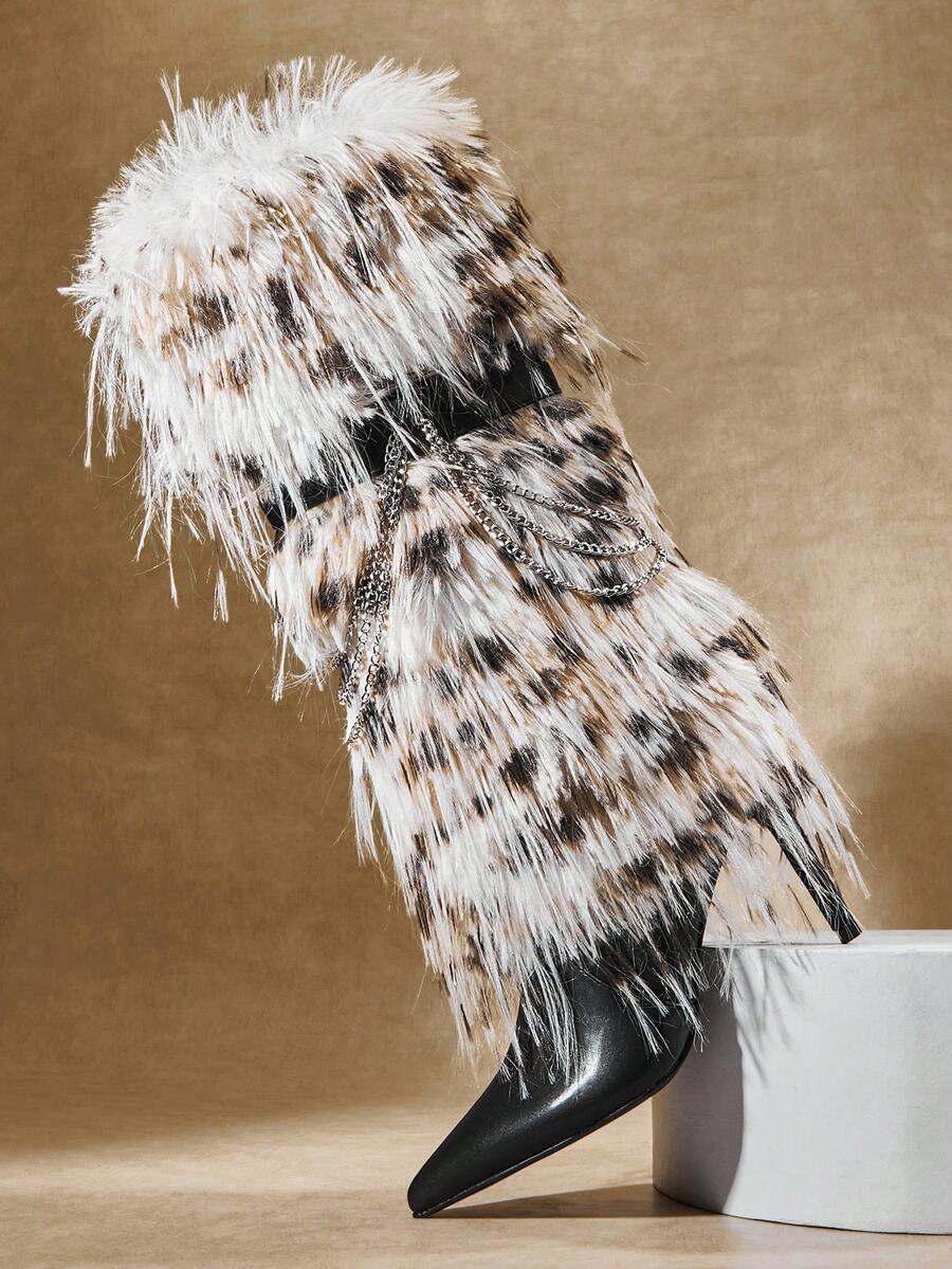 SHUZIA Giày bốt cao đến đầu gối mũi nhọn đế mềm dành cho nữ - Nhiều màu - Xem 1