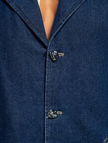 Denimoi Oversized Dropped Shoulder Boxy Fit Denim Blazer With Metal Buttons, Oversized Denim Blazer - Dark Wash - View 6