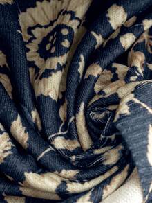 Linhara Plus Size Women Colorblock Knit Round Neck Printed Short Sleeve Casual Pullover Sweater, Random Print, Autumn/Winter - Royal Blue - View 3