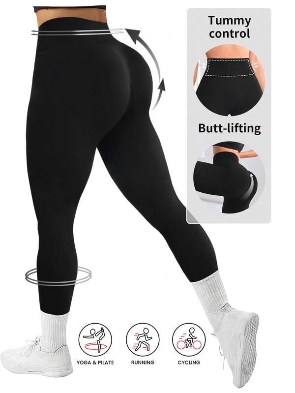 Rhythm Era 1 szt. Damskie legginsy bezszwowe, prążkowane, z szerokim pasem, do ćwiczeń, do biegania i fitnessu, skrócone, w dużych rozmiarach