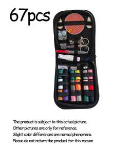 1pc Portable Sewing Kit, Home Sewing Tool Set With Thread Box, Needles, Sewing Accessories (Random Color) - Black - View 9
