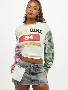 SUMWON WOMEN Deconstructed Denim Mini Skirt With Contrast Panel Detail Casual Street Style Bottom - Light Grey - View 4