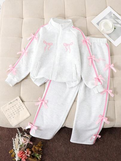 Genkimix Kids 青少年女孩休闲蝴蝶印花夹克和短裤套装