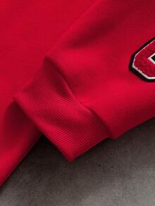 PAVTROS 男士休闲印花圆领套头卫衣，适合圣诞节、秋冬季节穿着，长袖上衣 - 紅色 - 查看 5