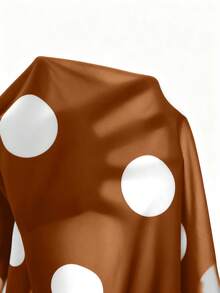 Elenzga Blusa de hombros descubiertos con volantes en capas y estampado de lunares clásico para mujer de talla grande - Marrón - Ver 7