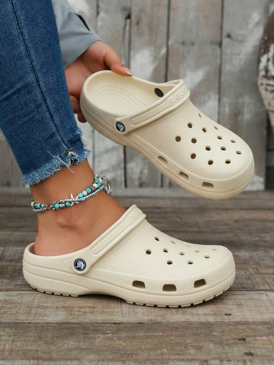 Sandalia tipo clogs unisex ligera transpirable punta redonda con correa ajustable estilo casual para casa y exterior - Beis - Ver 1