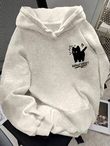 INAWLY Women's Casual Cartoon Print Drop Shoulder Hoodie, Autumn/Winter