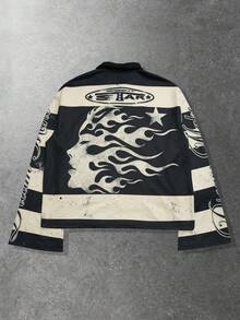 ROMWE MEN Street Life Men's Printed Long Sleeve Striped Polo Collar T-Shirt, College Style Top - Multicolor - View 2