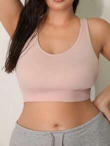 NudeFit 1 pièce Soutien-gorge de sport de couleur unie pour femmes grandes tailles avec maintien