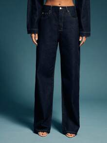 Denimoi 优质牛仔宽松直筒牛仔裤 - 藏蓝色 - 查看 5