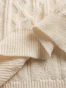 Manfinity CasualKnits Men's Casual Contrast Collar Dropped Shoulder Loose Pullover Sweater, Suitable For Daily Commute, Autumn/Winter - White - View 7