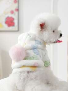 PETSIN 1pc Pet Clothing, Autumn And Winter Thick Velvet Jacket Warm Hoodie, Suitable For Cats And Dogs To Wear Clothes - 彩色 - 查看 4