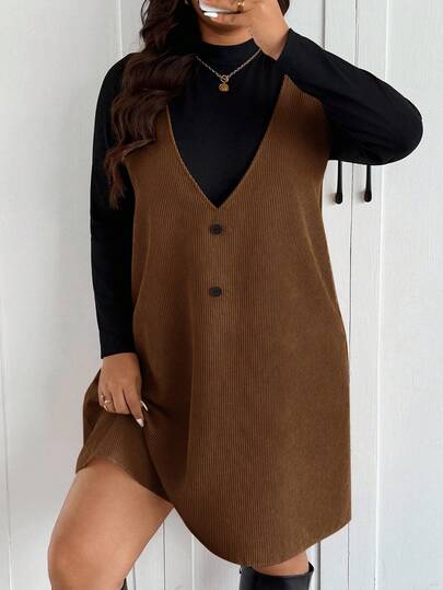 Lounesse 2件套大码女式无袖背心和长袖衬衫