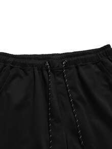 ROMWE MEN Street Life Men's Drawstring Waist Star Print Casual Sweatpants - Black - View 5