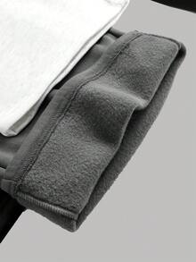 SHEIN 3 件套青少年女孩休闲运动裤，黑色和灰色，低腰松紧腰带宽松阔腿慢跑裤