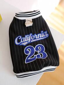 PETSIN 1 Piece Embroidered 23 Ball Jersey For Cats And Dogs, Comfortable Vest For Spring, Autumn, And Winter Weather, Casual Pullover - Schwarz - Übersicht 2