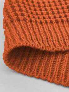 SHEIN LUNE 大码女式蝙蝠袖宽松休闲时尚纯色针织套头衫 - 亮橙色 - 查看 4