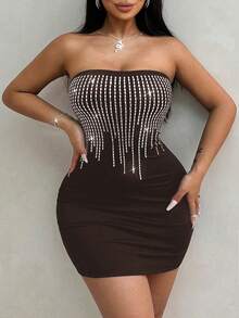 Zolique Ladies' Backless Bodycon Strapless Dress Mini Short Women Outfit