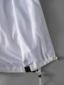 PAVTROS 男士休闲撞色字母图案立领长袖夹克，秋季男士拉链赛车黑白街头风夹克 - 黑與白 - 查看 9