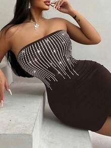 Zolique Ladies' Backless Bodycon Strapless Dress Mini Short Women Outfit