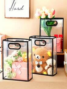 20个/10个/3个/1个可重复使用透明PVC礼品包装袋，不含丝带。适用于新娘派对、婚礼、生日、购物、简约家居装饰、透明手柄礼品袋、透明婚礼礼品袋、团体礼品袋、节日派对用品、复活节礼物、圣诞节礼物 - 彩色 - 查看 12