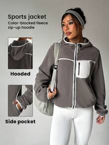 Dewbera Women's Reversible Fleece Zip-Up Hooded Winter Jacket - Multicolor - View 2