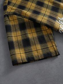 PAVTROS 男士休闲格子短袖衬衫（格子图案随机），圣诞节礼物 - 彩色 - 查看 7