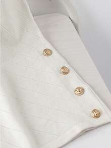 Regalyn Blusa de punto de manga de murciélago con botones decorativos, unicolor, talla grande para verano