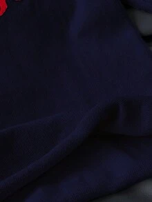 Elamini 女式 Y2K 休闲宽松卷边针织毛衣，带龙虾刺绣图案 - 寶藍色 - 查看 6
