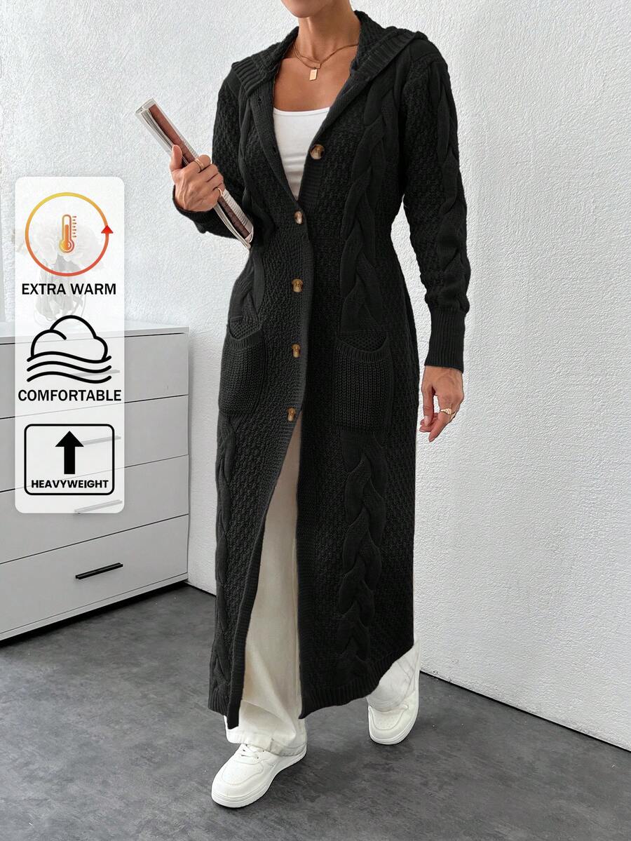 EURMUSE Cardigan With Detail And Long Special Button Detail+ 480 - Black - View 1