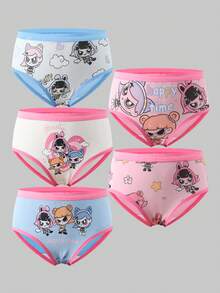 5pcs/Pack Cute Pattern Girls Underwear - Multicolor - View 1