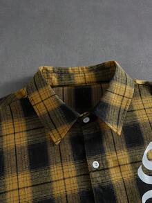 PAVTROS 男士休闲格子短袖衬衫（格子图案随机），圣诞节礼物 - 彩色 - 查看 8