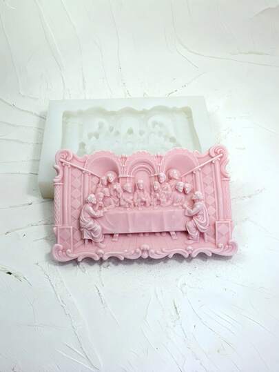 Large Last Dinner Silicone Mold DIY Jesus Family's Last Supper Candle Mold Aromatherapy Plaster Resin Cement Mold Churches Decor